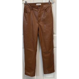 Abercrombie&Fitch 90s‎ Y2k Straight Ultra High Rise Brown Faux Leather Pants 4